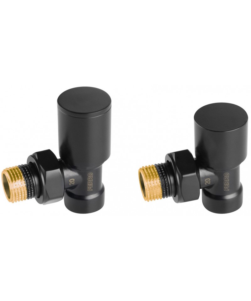 Set robineti tur/retur radiator coltari 1/2”, negru -ZGB31BL -FERRO -Seturi termostatice -84,99 lei -product_reduction_percent